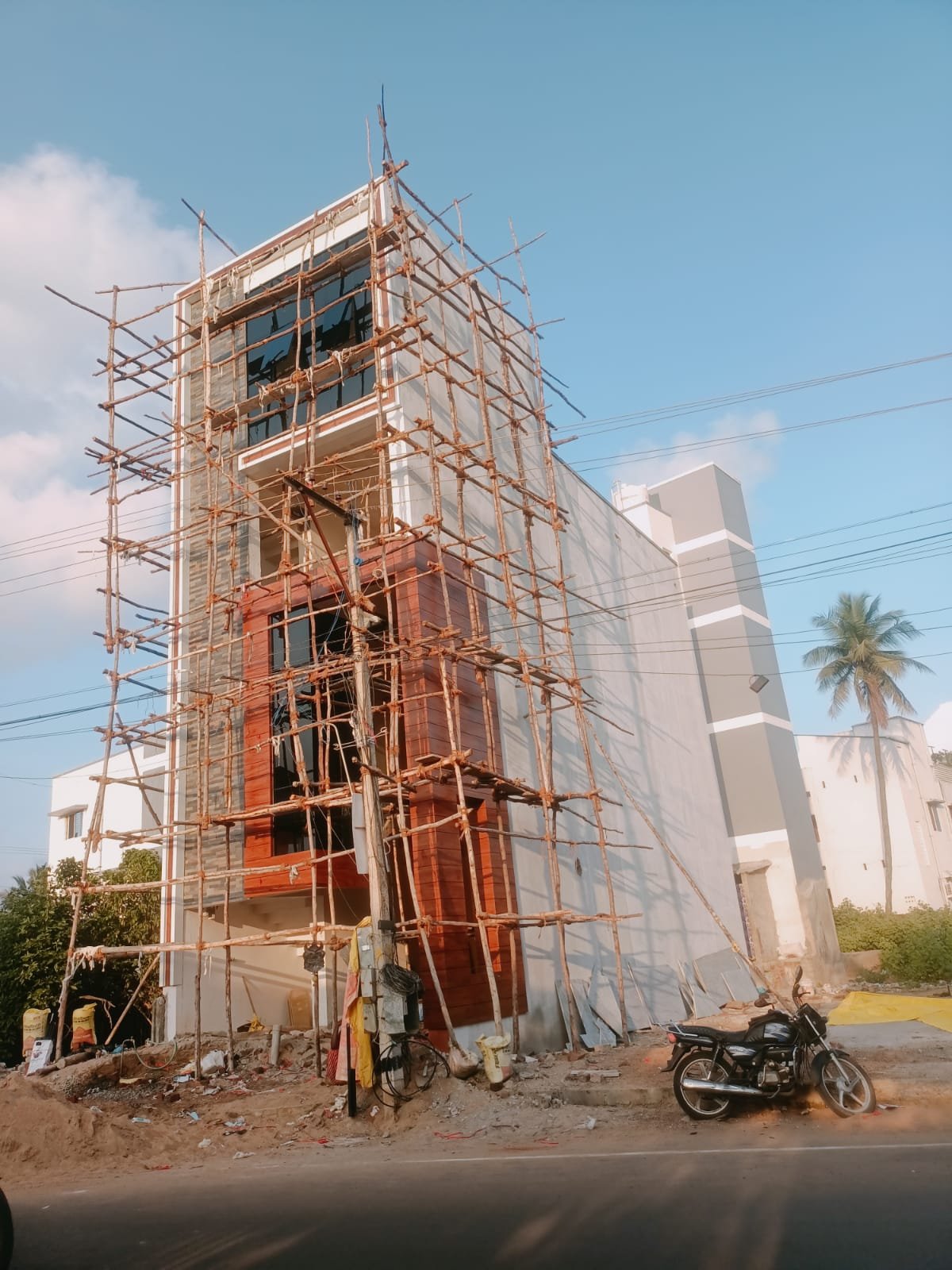Commercial tower under construction, structural work in progress