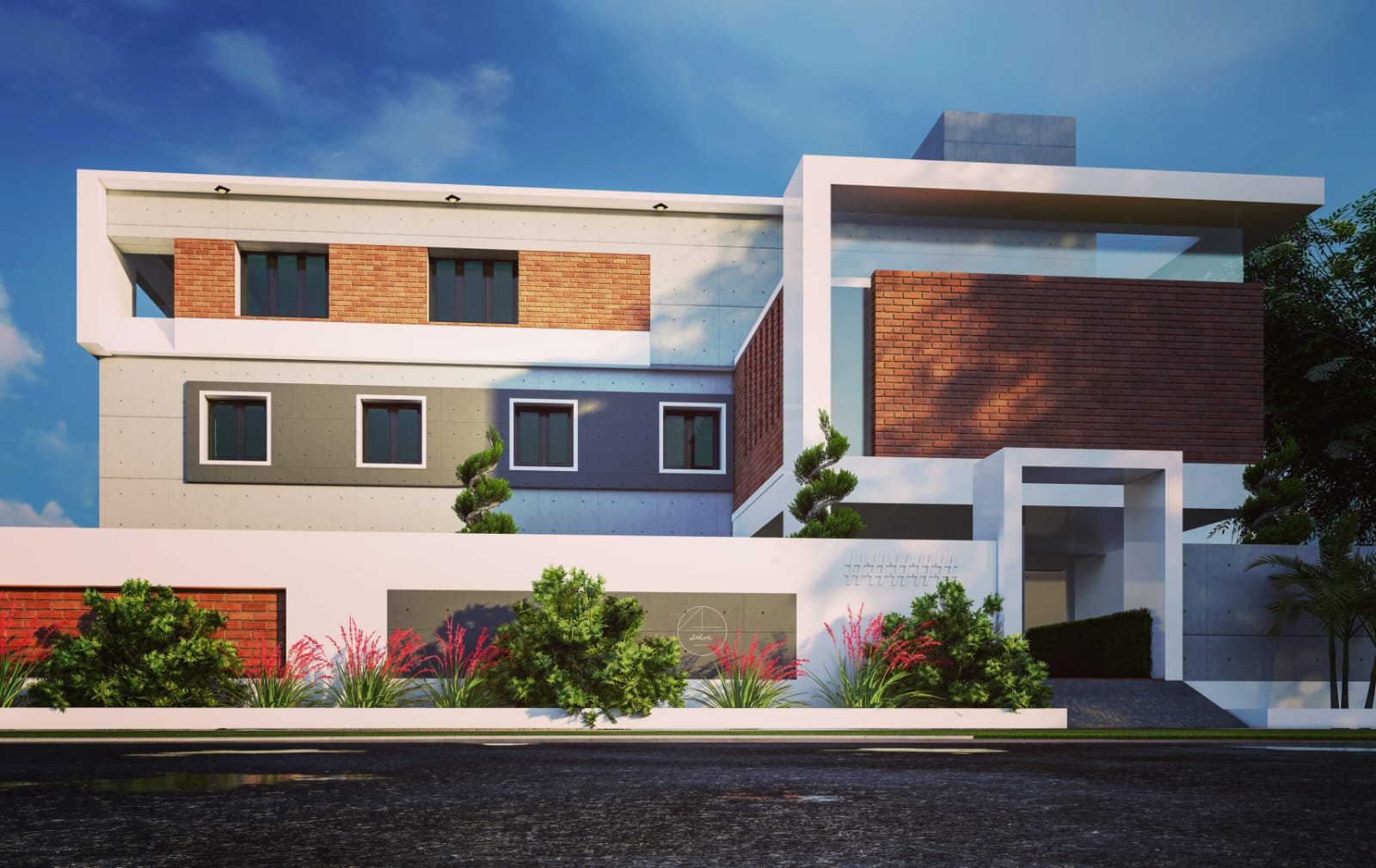 3D architectural render of a villa design concept by Arulagam Builders